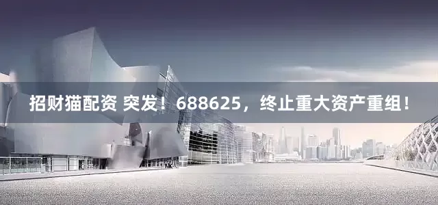 招财猫配资 突发！688625，终止重大资产重组！